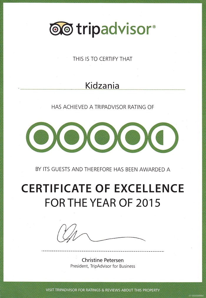 KIDZANIA JAKARTA MEMPEROLEH TRIPADVISOR CERTIFICATE OF EXELLENCE 2016